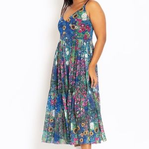 BLACKMILK GUSTAV KLIMT FLORAL COLLAGE SHEER MIDAXI DRESS - LIMITED (Size Medium)
